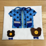  〈再販〉手作り・布・よくばり知育玩具・紺・星・くまちゃん