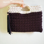 裂き素材の横長　生成り×茶