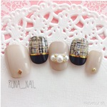 RUNA♪グレーブラックツイード柄ネイルチップ