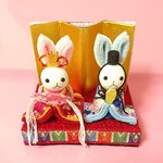 ちりめん細工「ひなまつり ふたり♥ ♥」ミニ置物 