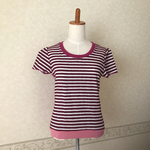 全7色！！ 立体ボーダーとニットの変わりTシャツ Pink