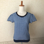 全7色！！ 立体ボーダーとニットの変わりTシャツ blue