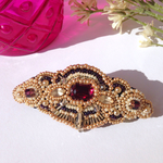 hummingbird(pink) ビーズ刺繍バレッタ