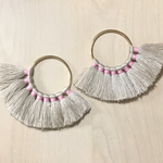 BEIGE PINK TASSEL FRINGE GOLD RING PARTS