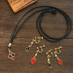 トランプ♥♠♦♣×革紐ペンダント＆イヤリング