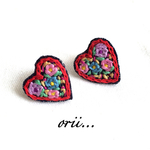 バックキャッチパール花柄刺繍ピアス