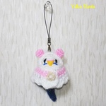 編みぐるみ　パンダポンチョインコ　ラベンダー♀x白桃　ストラップ