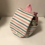 ふわふわベビーリュック【ピンク×水色 ボーダー】