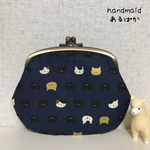親子がま口☆猫さん(ネイビー)
