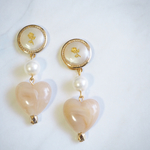 薔薇パールボタン×ハートピアス/イヤリング