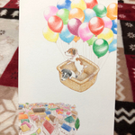 *ジャックラッセルテリア 風船の旅 原画*