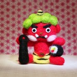 恵方巻と金棒を持った赤鬼