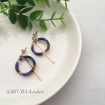 No.56 べっ甲×メタルバーのゴールドピアス