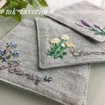 🌿手刺繍コースター・ハーブ３点セット（うす緑色）