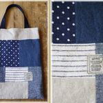 063☆彡色々リネンパッチA4が入るぺたんこミニトートバッグ＊約34cm×26cmリバーシブル＊サブバッグ＊お散歩に♪