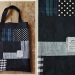 064☆彡色々リネンパッチA4が入るぺたんこミニトートバッグ＊約34cm×26cmリバーシブル＊サブバッグ＊お散歩に♪
