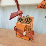 ミニシザーケースのネックレス＊からし色ヌメ革レザー