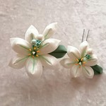 百合のつまみ細工の髪飾りセット(正絹)