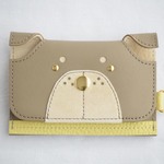 本革　犬型カード・パスケース　gon+（金具付き）｜グレージュ｜