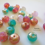candy mix *gold ボタンカット チェコビーズ 10個