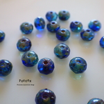 5*3mm  blue×deep blue *picasso ミニボタンカット チェコビーズ 20個
