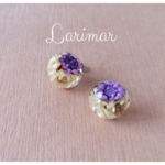 NO:9ホワイトイエロー&ラベンダーのお花なピアス