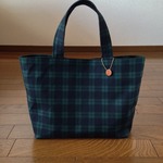 帆布のシンプルトート【ミニチャーム付】＊ブラックウォッチ＊