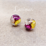 NO:11*ライトピンク&イエロー&ボルドー3色お花のピアス