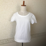  全7色！！ 立体ボーダーとニットの変わりTシャツ white