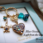Blue ocean  bear  jewelry heartキーホルダー
