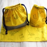 【受注製作】お弁当袋＆コップ袋＆ランチマットset*働く車yellow＊入園入学準備  