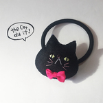 パフ猫ヘアゴム(black)