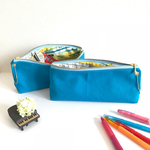 blue-hour様のオーダー品☆文具柄のペンポーチ♪ブルー