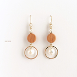 【淡水パール】ナチュラルウッドピアス