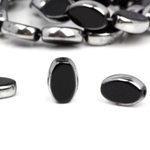 ガラス アンティーク ビーズ オーバル バイカラー シルバー ブラック 12個 12mm×8.5mm×4mm