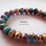 turquoise purple *gold ボタンカット チェコビーズ 10個