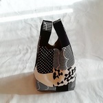 黒モノトーンパッチワーク マルシェバッグ