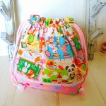 可愛いアニマル学校柄の巾着(送料込)
