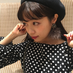 マラボーファーとレトロボタンのイヤリング