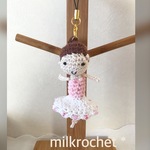 【送料無料】リボン バレリーナストラップ・ピンク