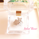 【送料無料】スワロフスキー✨ヴァンクリーフ風3連リング💍  グルーデコ  シルバー  アルハンブラ  バタフライ  重ね付け