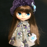 ブライスOF☆コートワンピセット♪青バラと黒猫