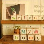 ウッドキューブ（welcome＆My home）コルクグリーン付き