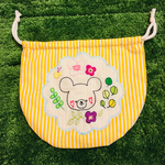 裏もお花たっぷりオシャレくまの巾着袋＊送料無料