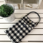本革グリップ スマホポーチ wool check