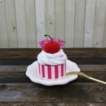 バレンタイン♡カップケーキの小物入れ（ピンク）☆フェルト