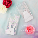 【iPhone グリッターケース】シルバースターベア＆ピンクハートラビット