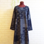 ☆2018新作☆　和調ジャガードニットのシンプルワンピ　ネイビー