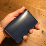 新色＊本革 レザー名刺入れ カードケース 紺色 (送込)