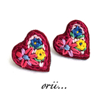バックキャッチパール花柄刺繍ピアス